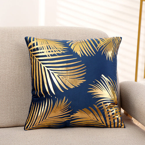 Gold Leaf Pattern Velvet Cushion Covers