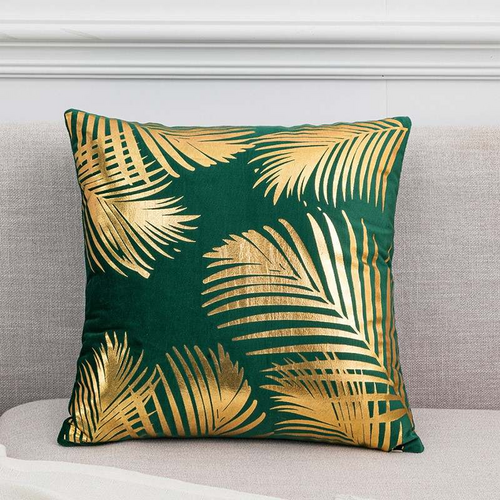 Gold Leaf Pattern Velvet Cushion Covers