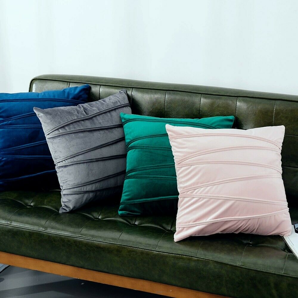 Velvet Cushion Cover with Stripe 18 X18" (45 Cms)