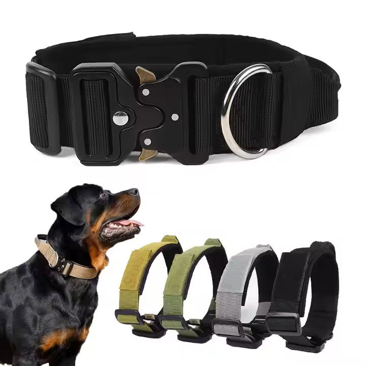 Tactical Dog Collar and Leash Set Metal Buckle Durable Dog Collar Tactical Collars for Medium Large Dogs