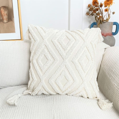 Boho Cotton Cushion Cover with Tassels | Tufted Design 9 & 10