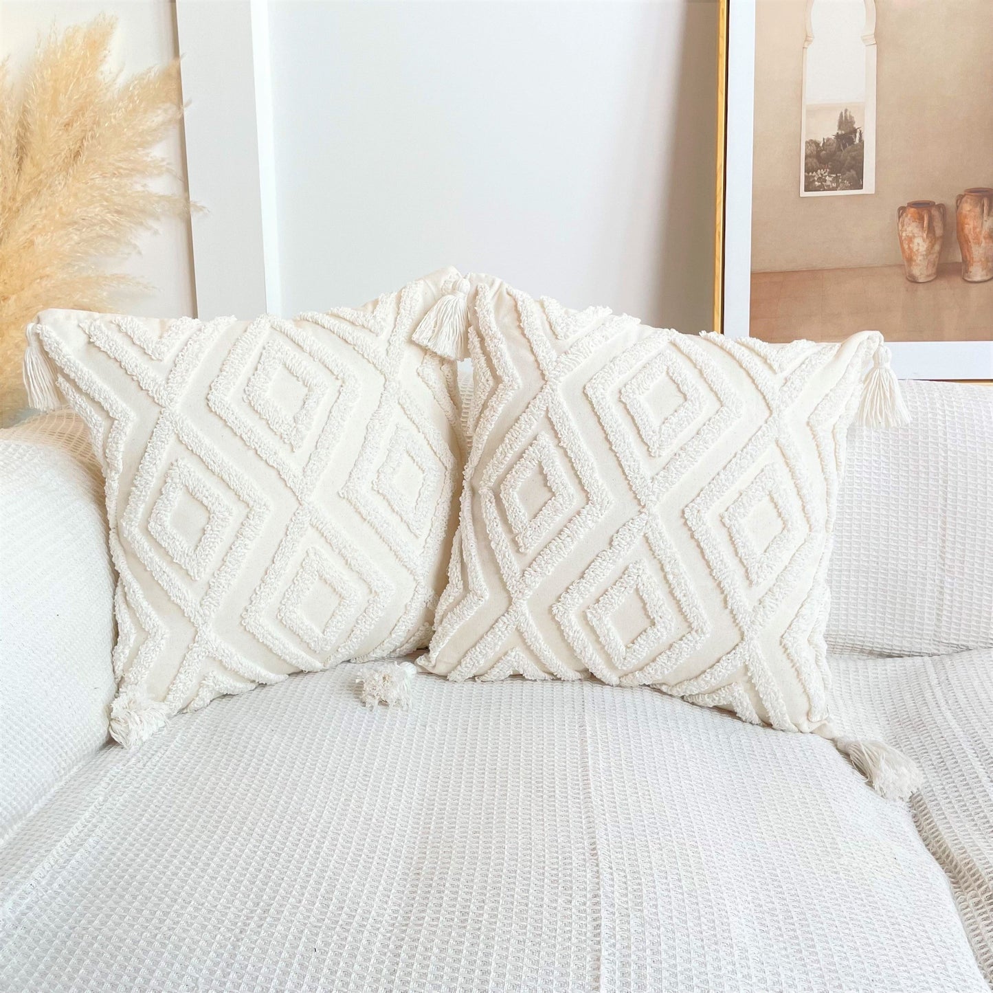 Boho Cotton Cushion Cover with Tassels | Tufted Design 9 & 10