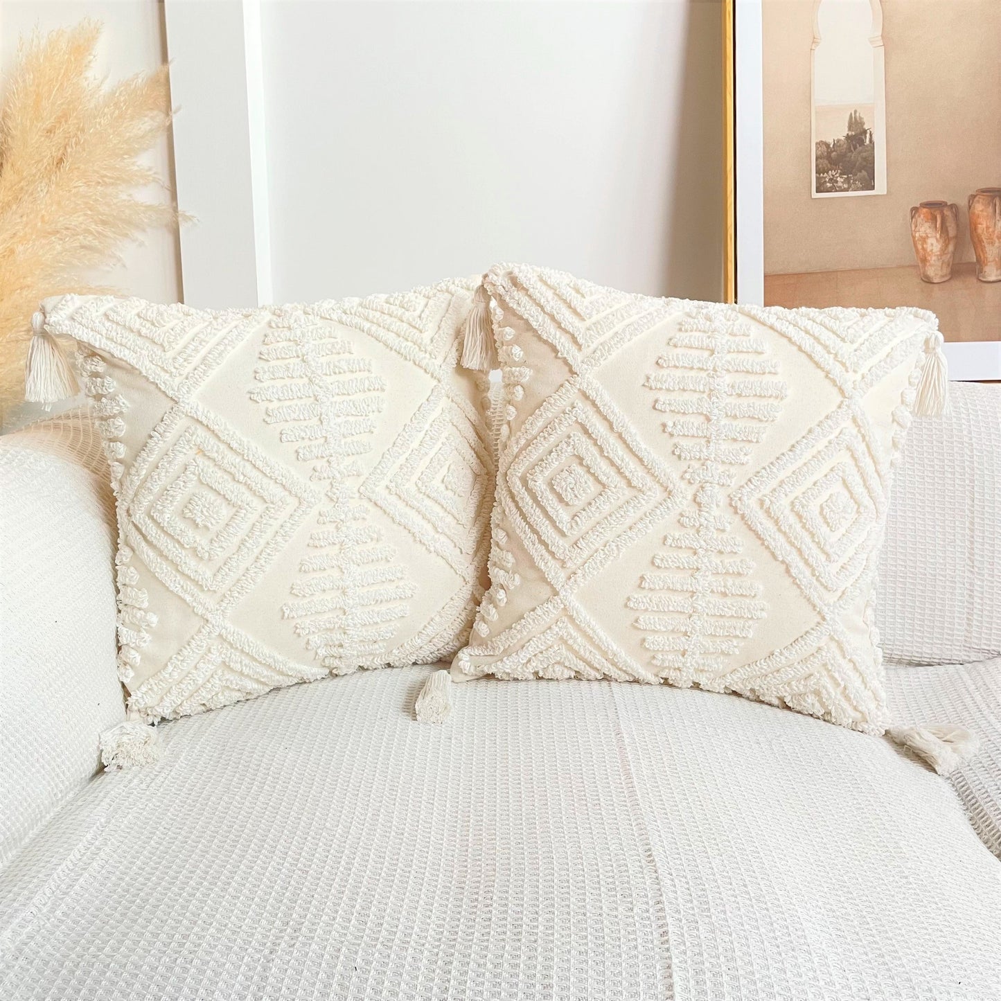 Boho Cotton Cushion Cover with Tassels | Tufted Design 9 & 10