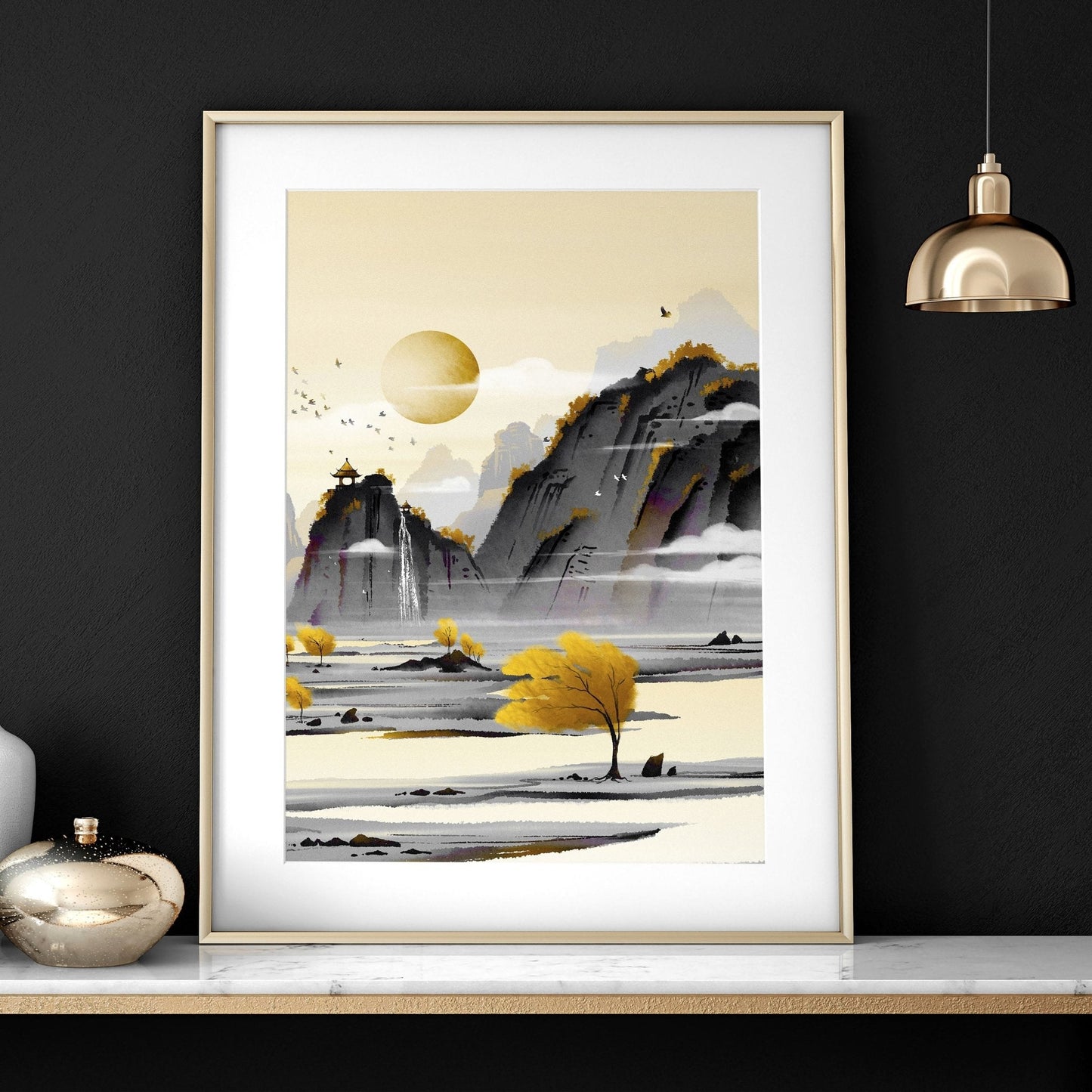 Wall art home office | set of 3 Japanese wall art