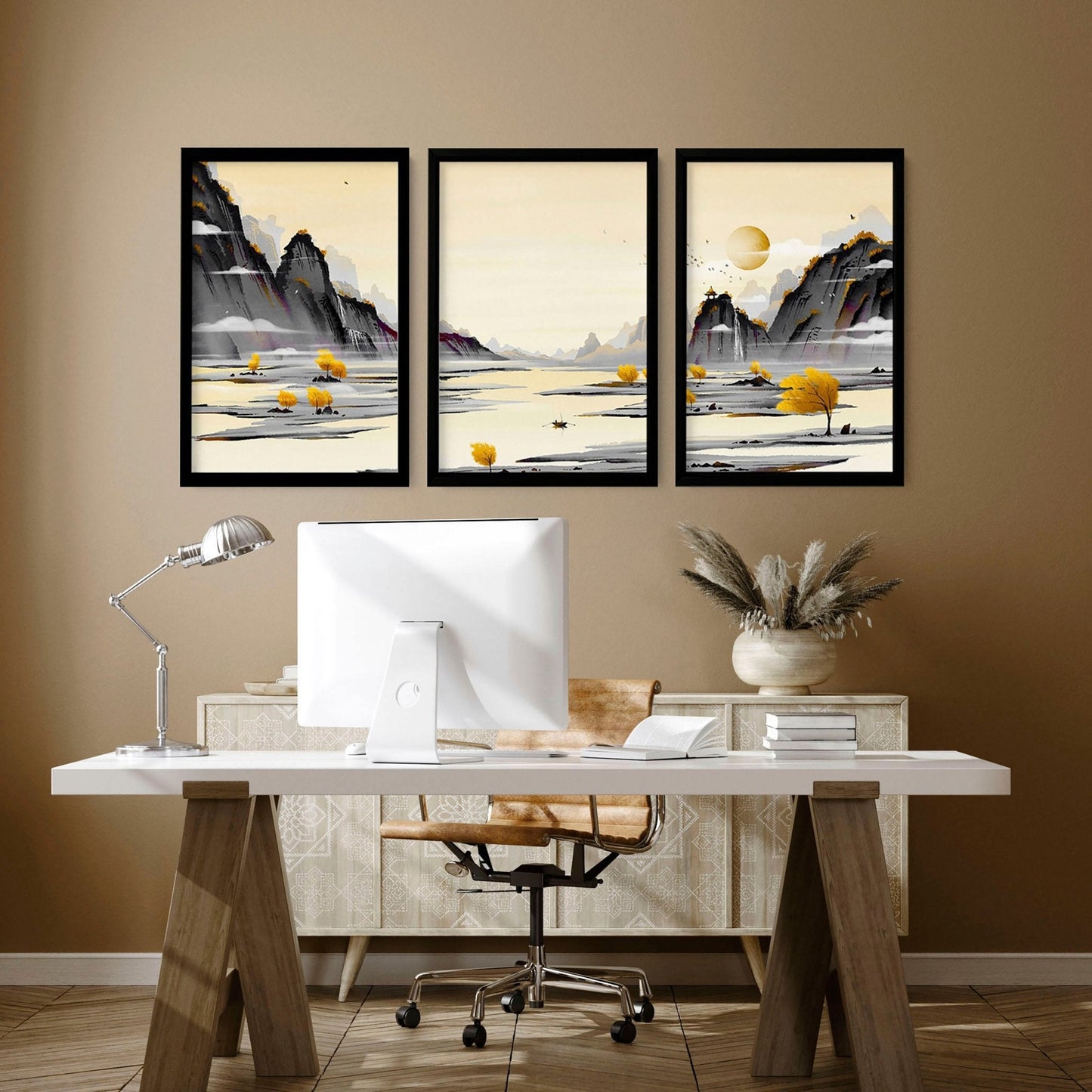 Wall art home office | set of 3 Japanese wall art