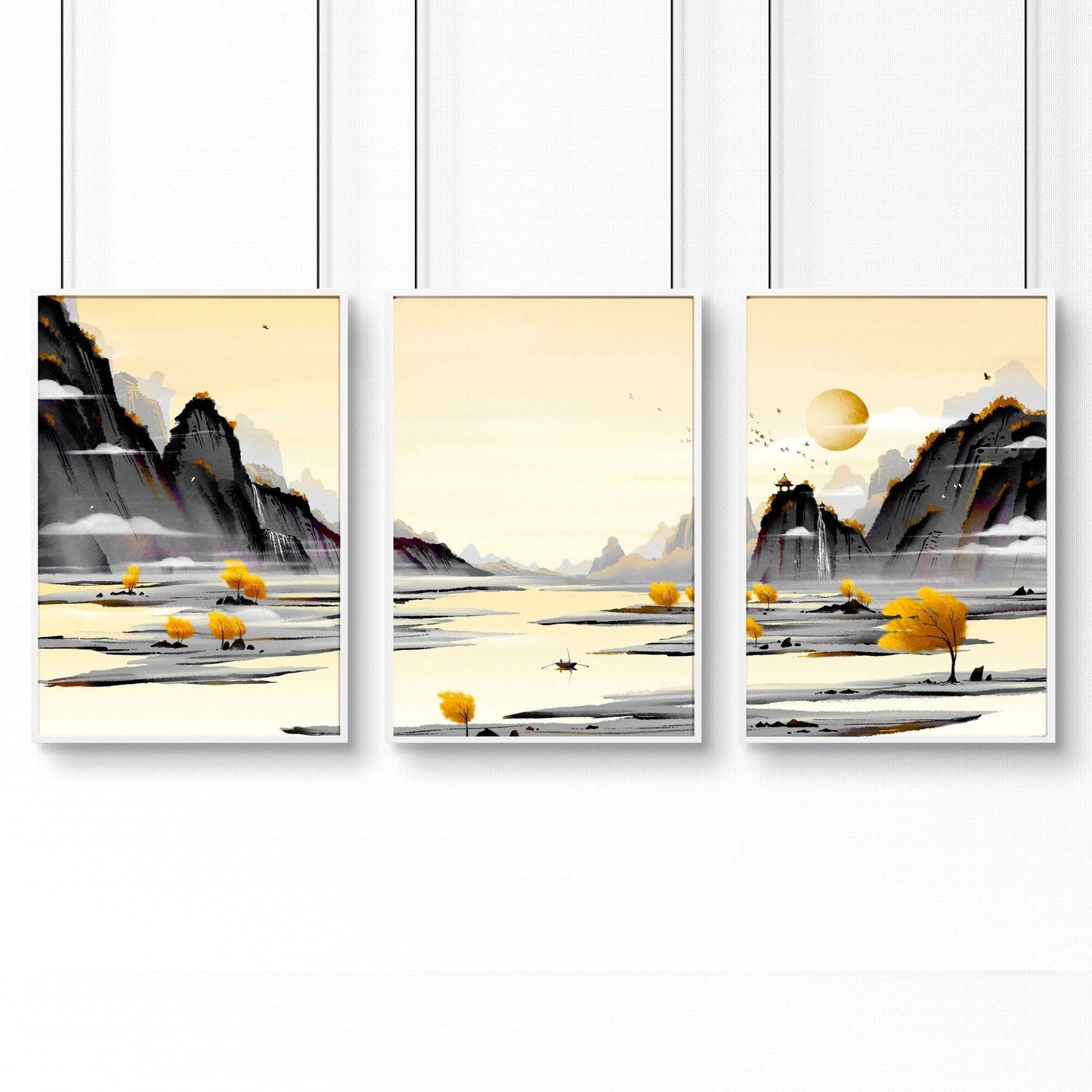 Wall art home office | set of 3 Japanese wall art