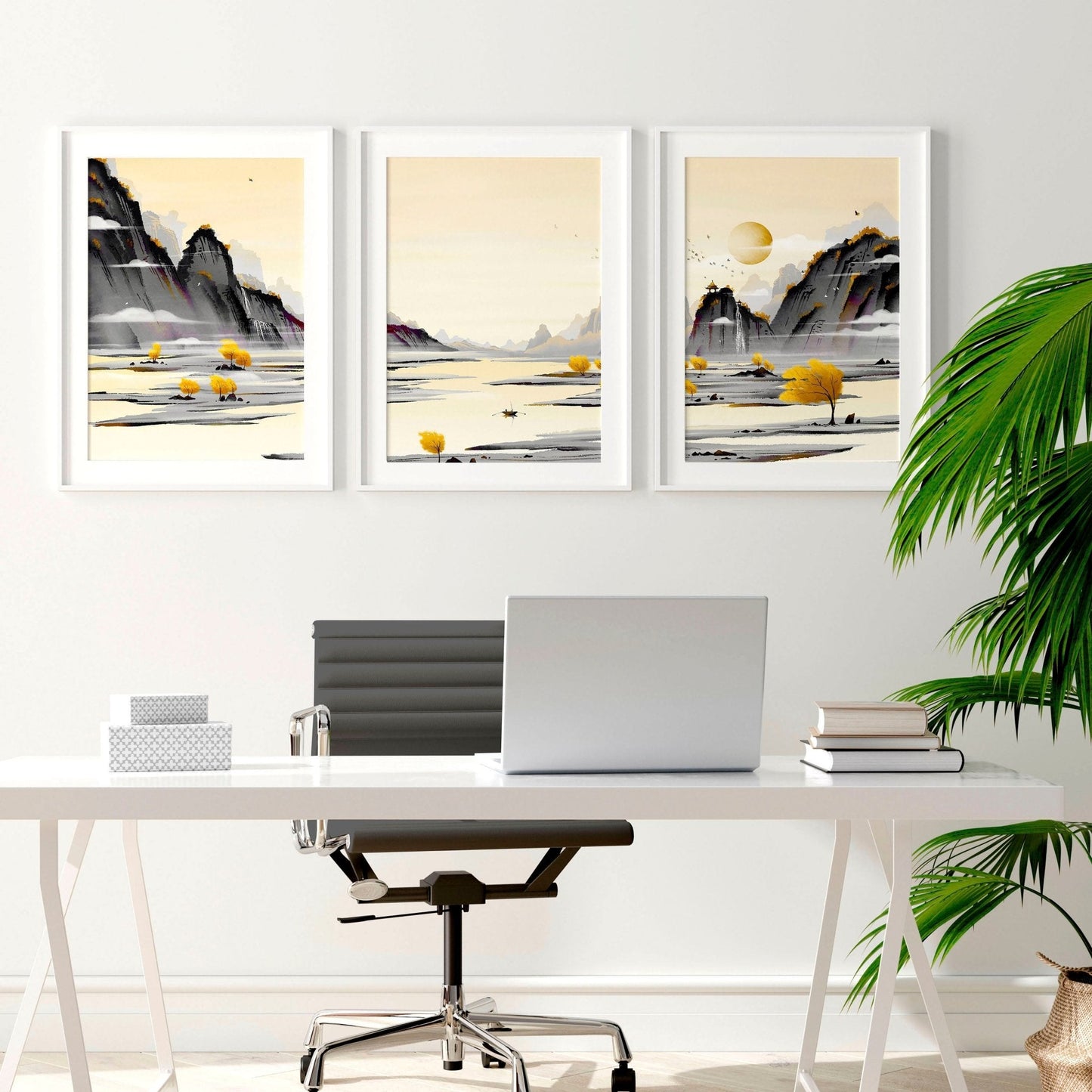 Wall art home office | set of 3 Japanese wall art